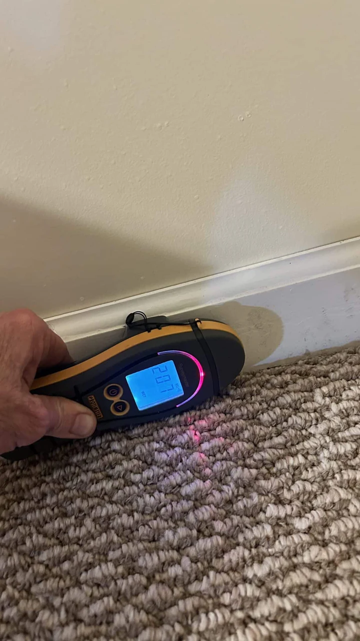 Moisture measurement at a skirting and floor junction